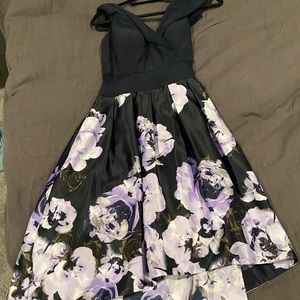 Size 8 Xscape Navy Floral Hi-low MIDI Dress
